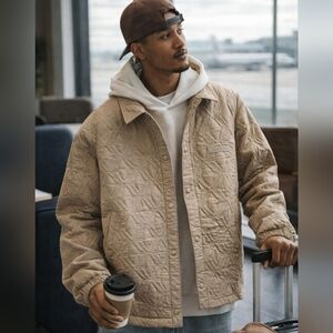 Savage X Fenty Woven Quilted Jacket – Stone Beige Brown – Men’s Small – NWT